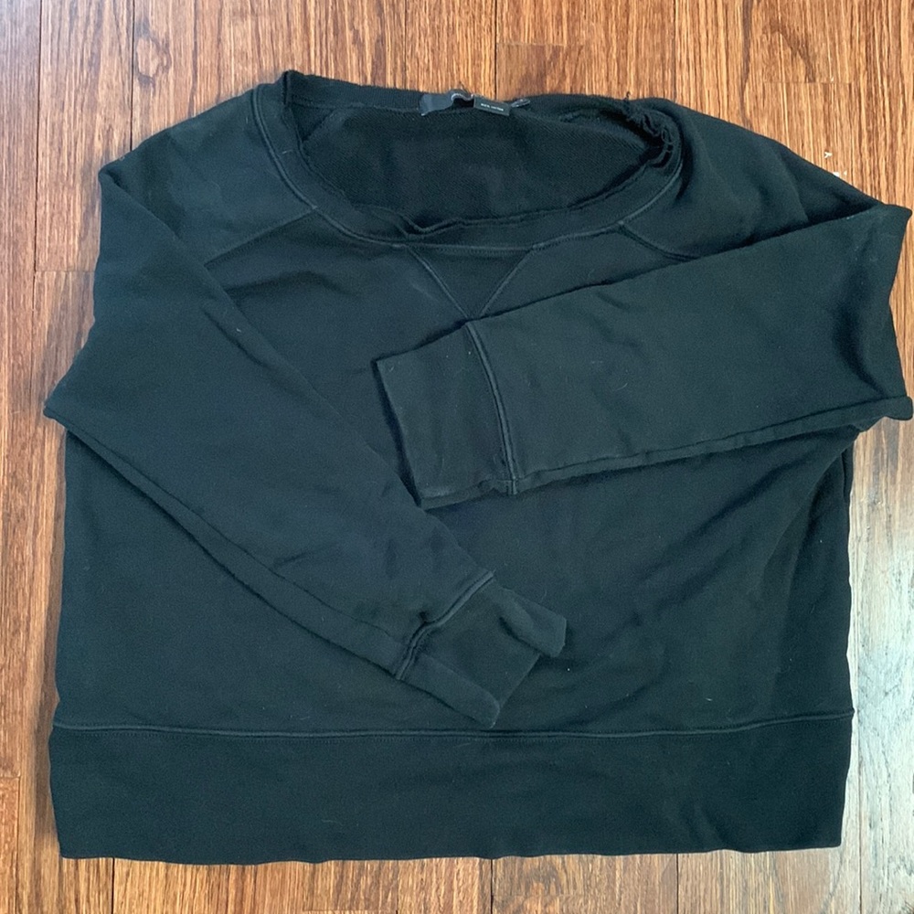RLX Ralph Lauren Black Cotton Crop 3/4 Sleeve Sweater